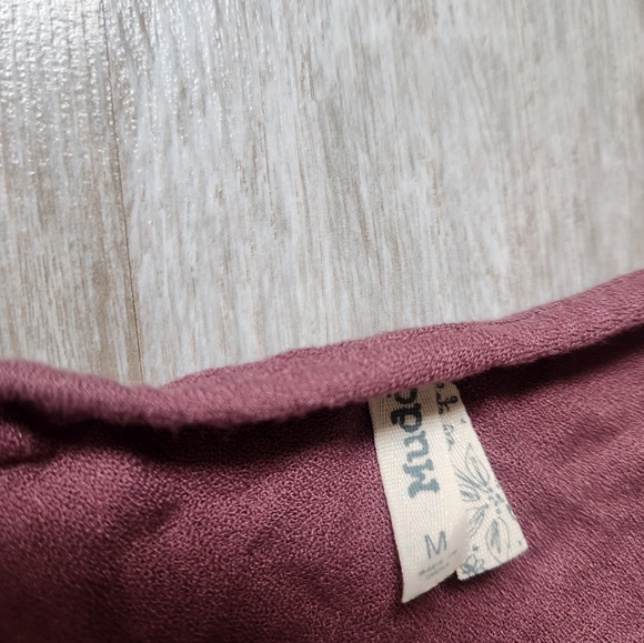 Mudd Purple Rayon Embroidered Tiered Peasant Dress Flowy Boho Hippie Sz M - Picture 3 of 7